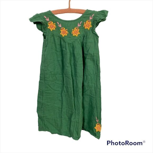 Galeries Lafayette green embroidered 100% cotton tunic dress 10 - Picture 1 of 7